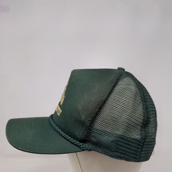 Dixie Chopper Snapback Mesh Back Trucker Hat Green Distressed Graphic Logo - Picture 3 of 9